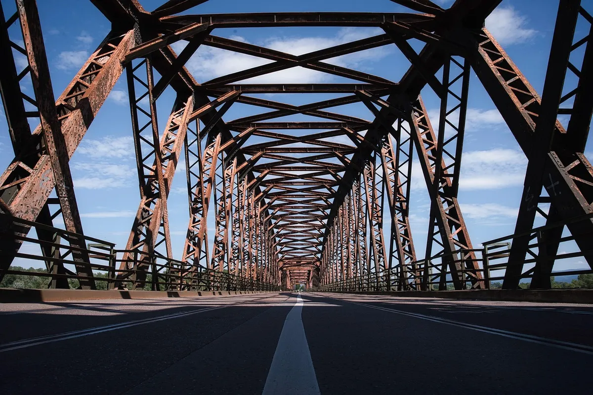 bridge, steel construction, stole, architecture, building, construction, technology, rheinbrücke, germany