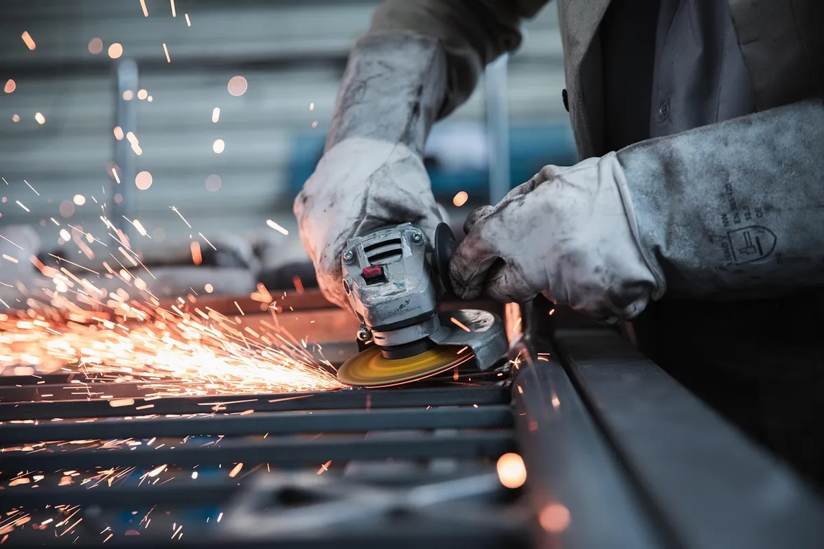 worker, grinder, factory, workplace, workshop, production, manufacturing, industry, metal work, work, steel, metal, profession, worker, worker, factory, factory